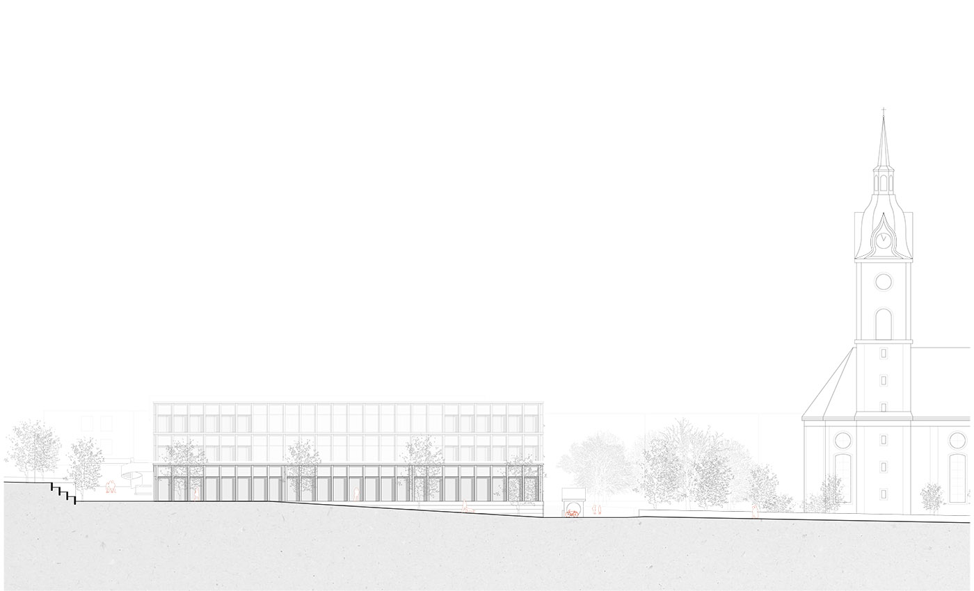 buan architekten – Wettbewerb Schulanlage Chilefeld Dagmersellen – Fassade Nordwest