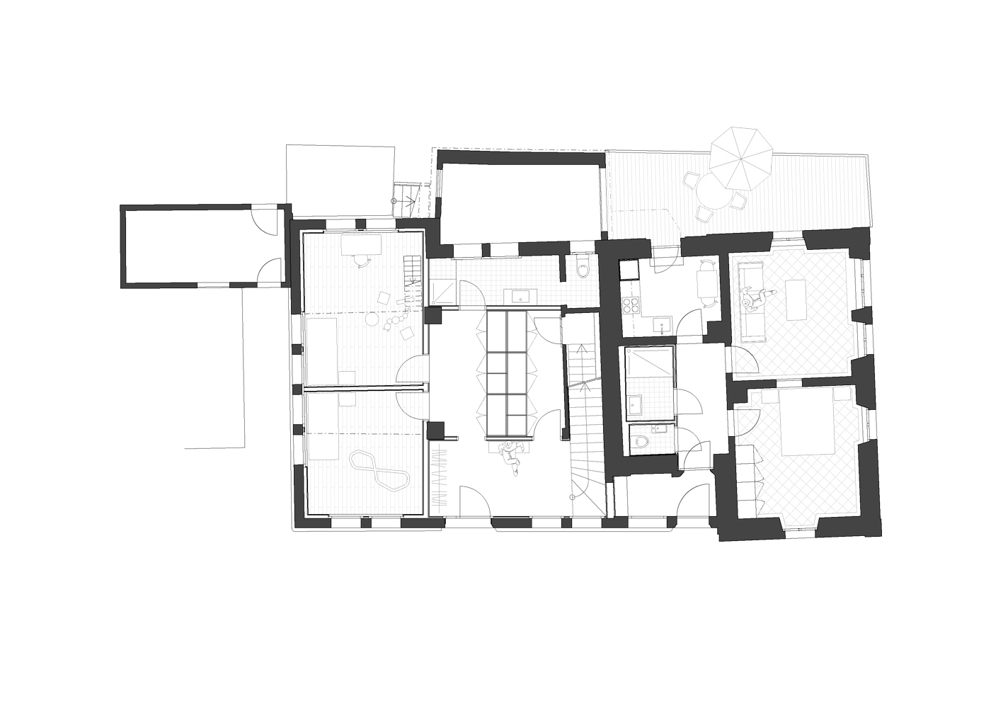 buan architekten – Umbau Bernstrasse Luzern – Grundriss Erdgeschoss