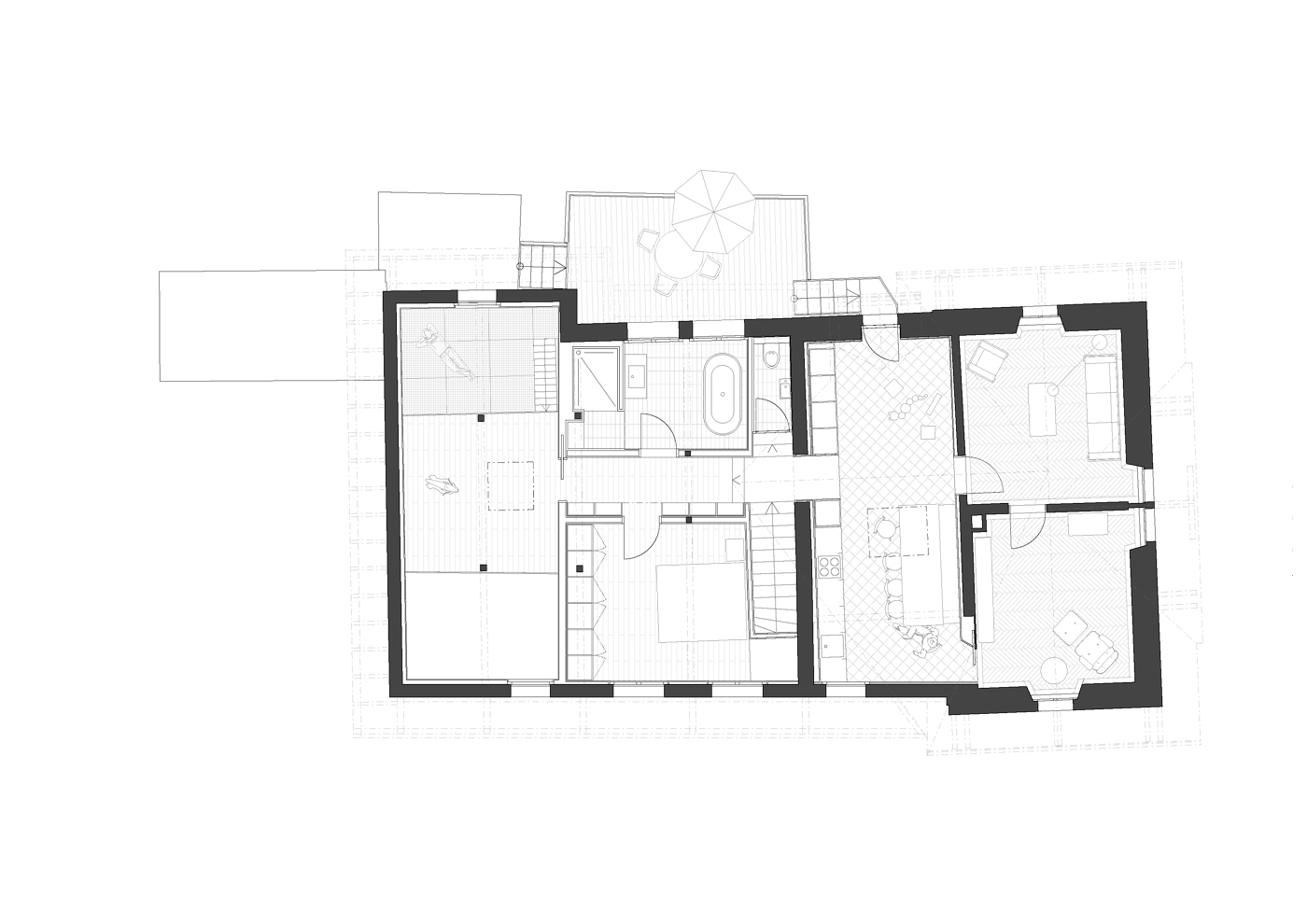 buan architekten – Umbau Bernstrasse Luzern – Grundriss Obergeschoss