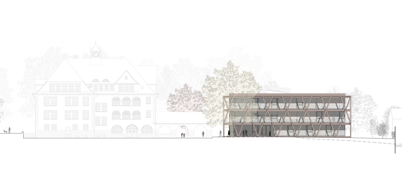 buan architekten - Ersatzneubau Schulhaus Zentrum Diessenhofen - Ansicht Nord