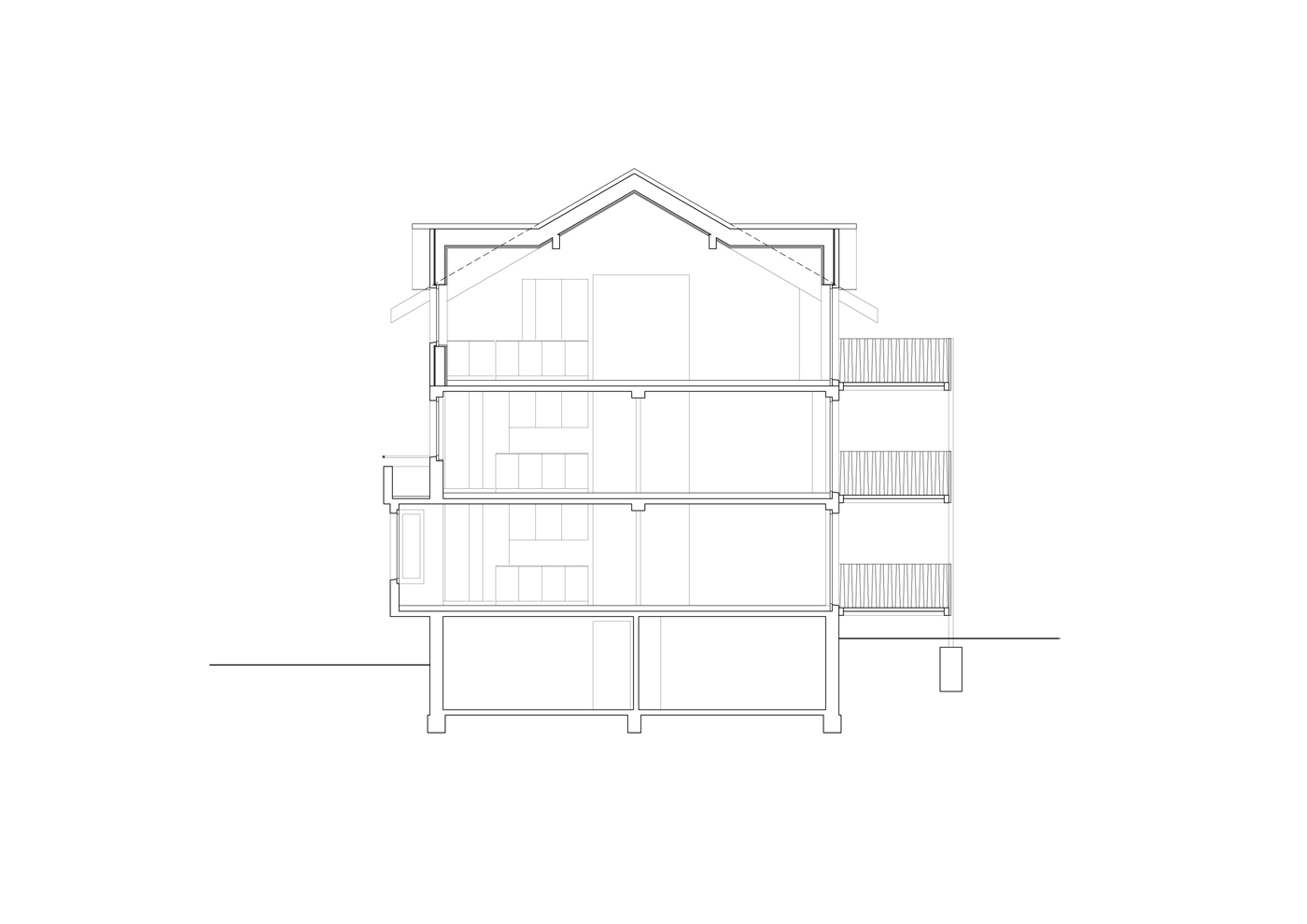 buan architekten – Wohnhaus Langensandstrasse Luzern – Schnitt
