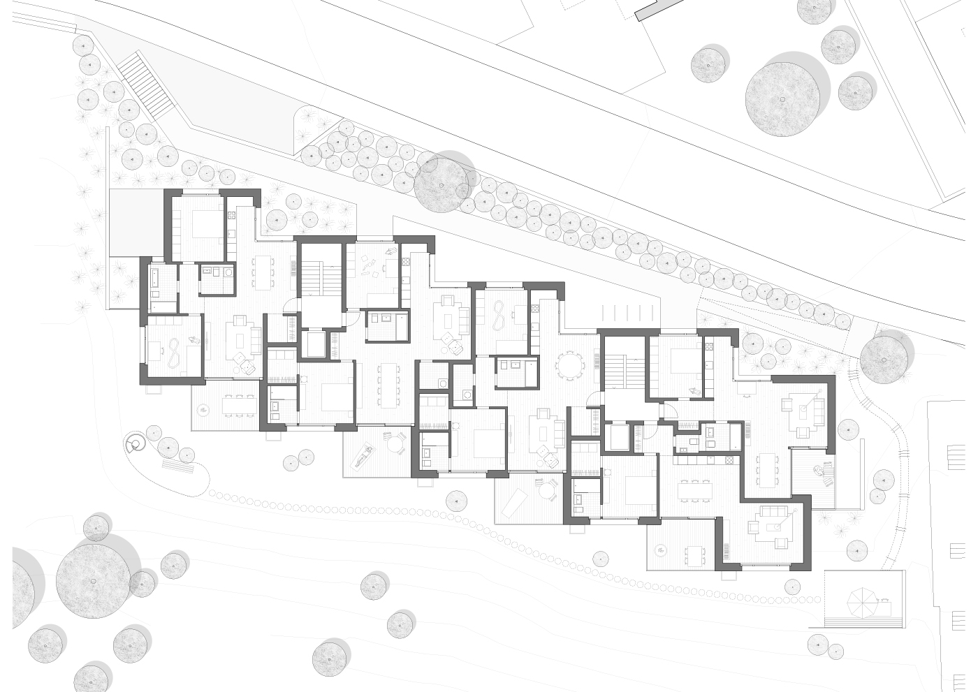 buan architekten – Neubau Wohnhaus Waldweg Luzern – Grundriss Regelgeschoss