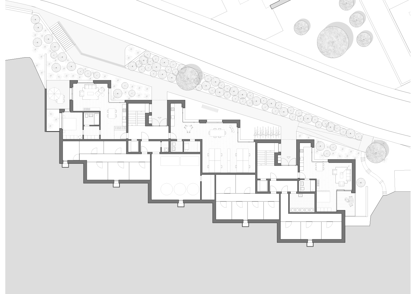 buan architekten – Neubau Wohnhaus Waldweg Luzern – Grundriss Zugangsgeschoss