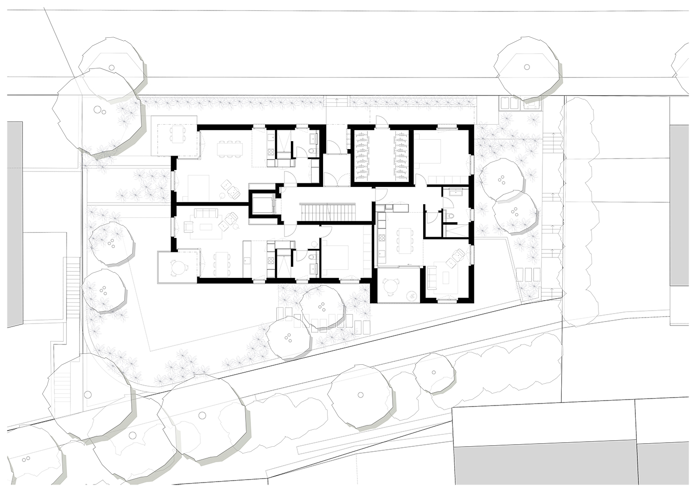 buan architekten – Neubau Wohnhaus Fluhmattstrasse Luzern – Grundriss Erdgeschoss