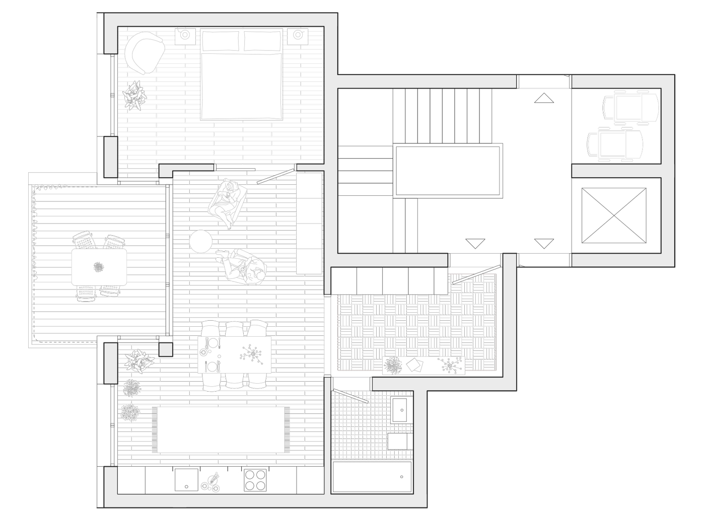 buan architekten – Studienauftrag Meierhoefli Metti – Wohnungsgrundriss 2.5-Zimmer