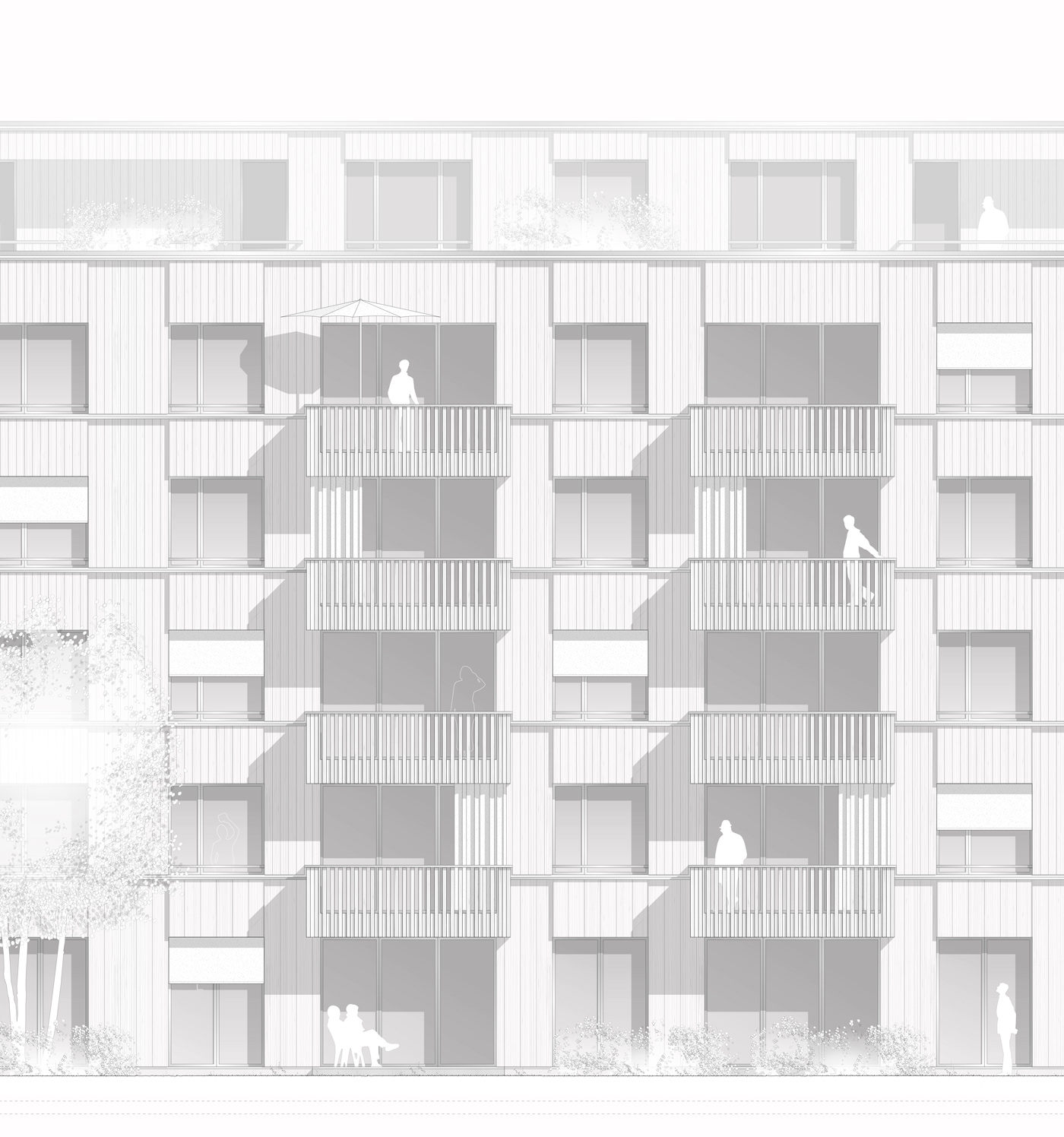 buan architekten – Studienauftrag Meierhoefli Metti – Fassadenausschnitt