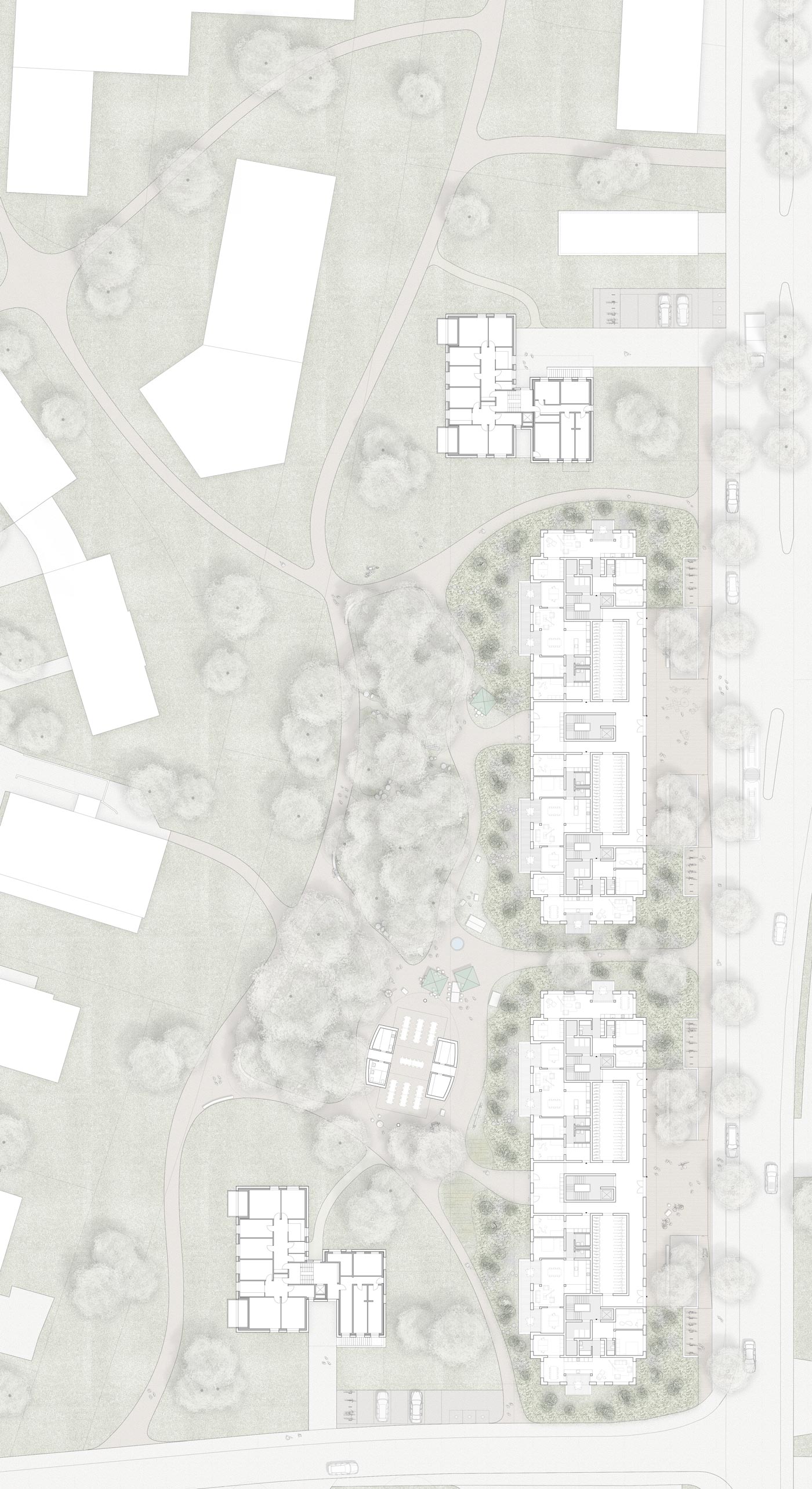buan architekten – Studienauftrag Meierhoefli Metti – Umgebungsplan Erdgeschoss