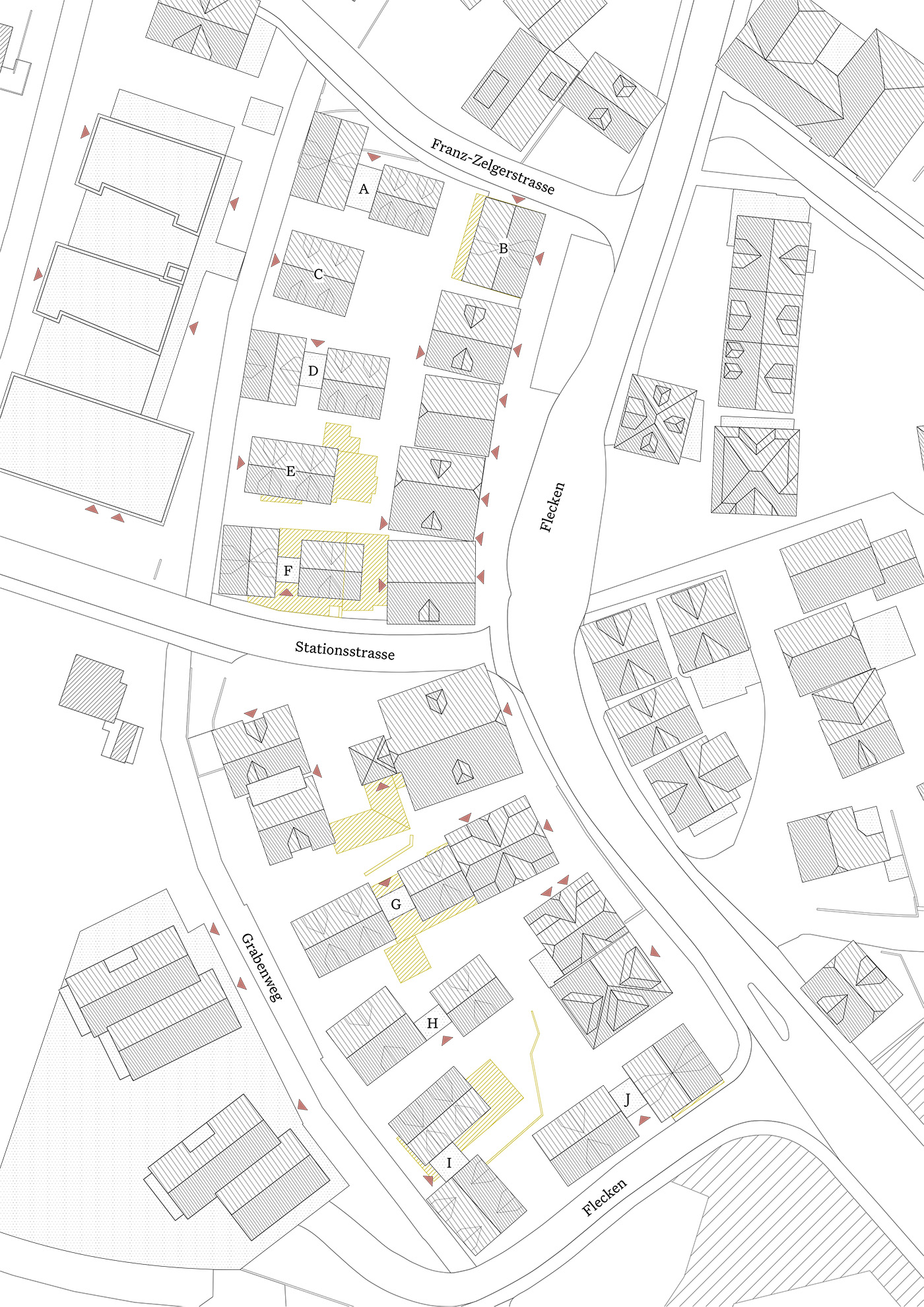 buan architekten – Testplanung Grabenweg Rothenburg – Dachaufsicht