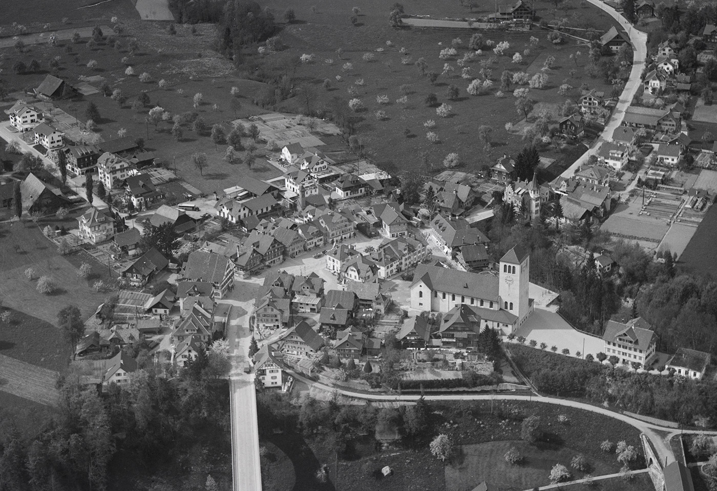 buan architekten – Testplanung Grabenweg Rothenburg – Historisches Luftbild, Werner Friedli 1946