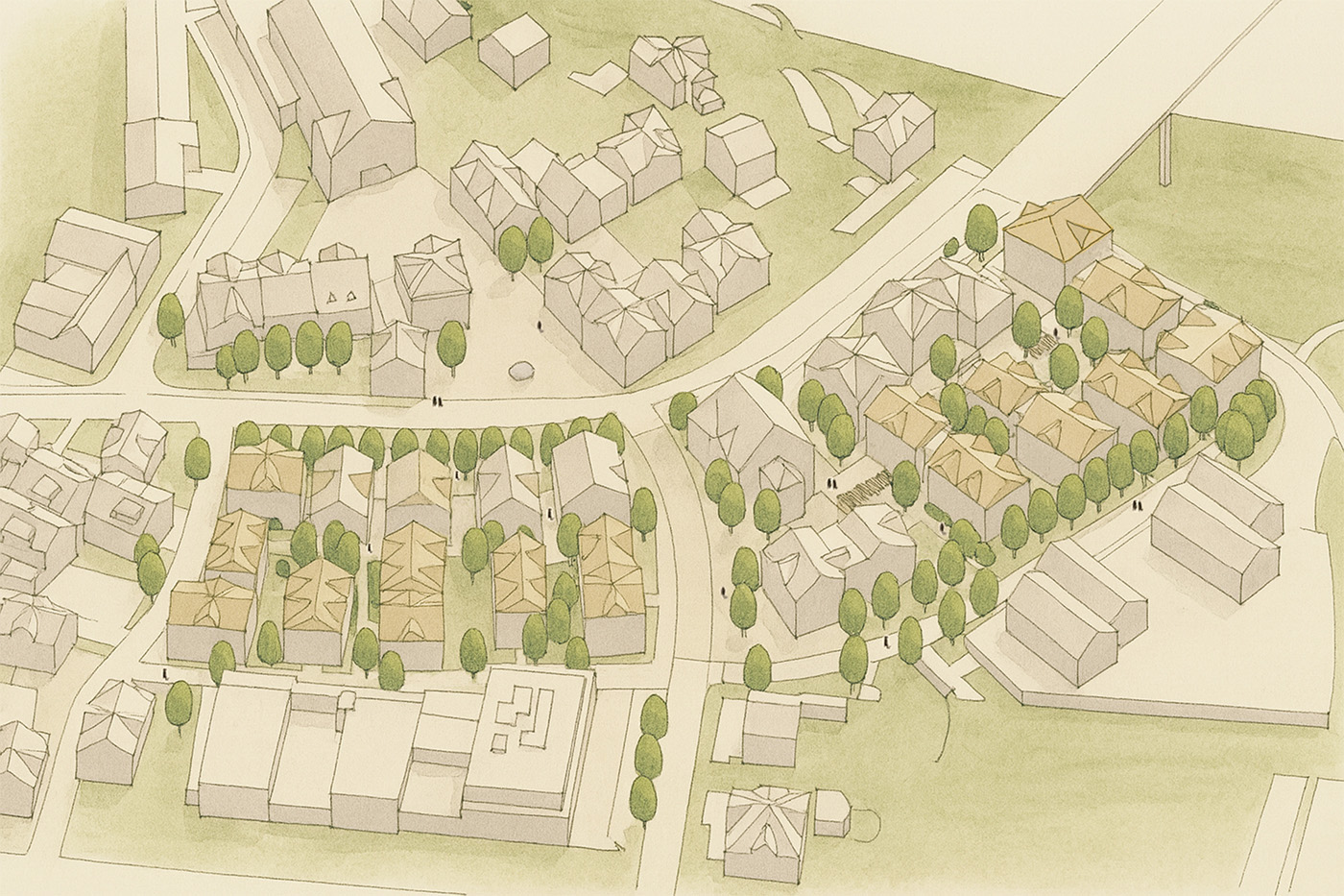 buan architekten – Testplanung Grabenweg Rothenburg – Konzeptskizze