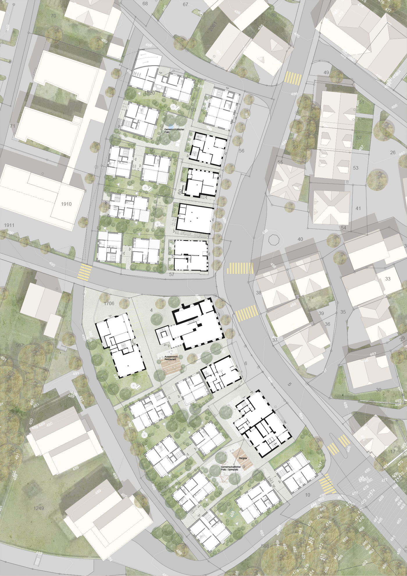 buan architekten – Testplanung Grabenweg Rothenburg – Umgebung Erdgeschoss