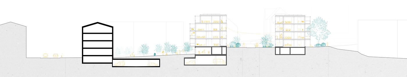 buan architekten – Projektwettbewerb Am Rain Luzern – Querschnitt