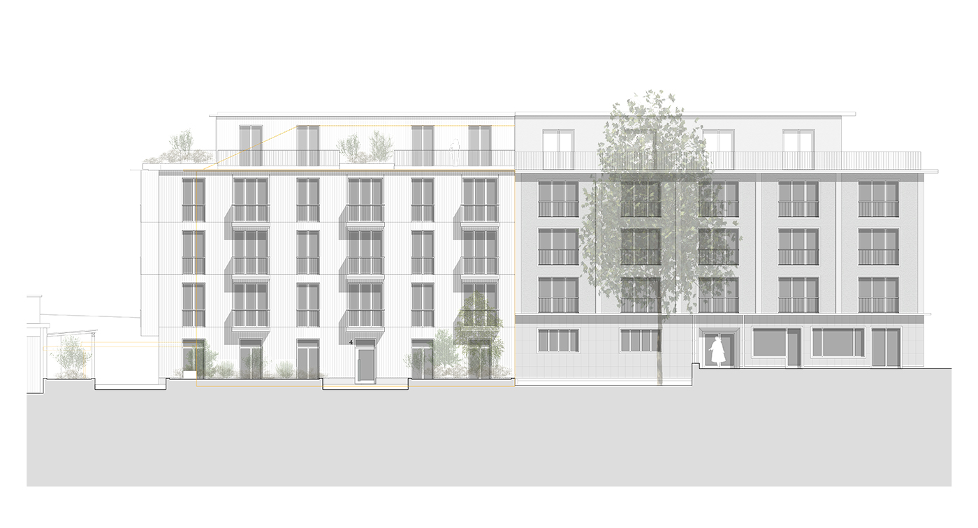 buan architekten - Ersatzneubau Wohnhaus  Englischgrussstrasse  Luzern - Suedostfassade